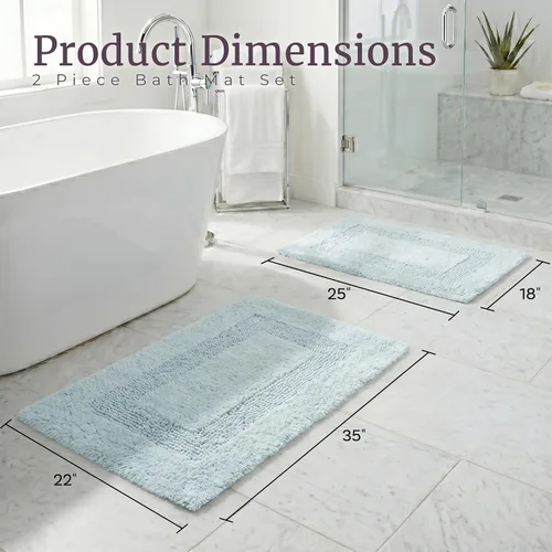Miniatura 2 de Lavish Home, tapete de baño larga, reversible, 100 % algodón, 2 unidades Espuma de mar
