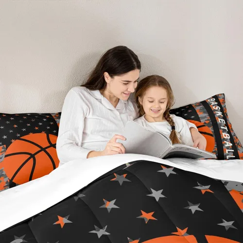 Miniatura 65 de Feelyou Juego de edredón de baloncesto para niñas y niños, juego de ropa de cama con juegos de pelota, decoración de habitación, regalo para amantes