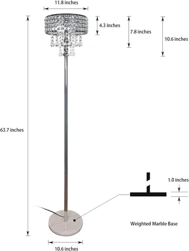 Miniatura 2 de beaysyty Lámpara de pie moderna de cristal de vidrio transparente K9, interruptor de pie de encendido/apagado, lámpara de pie de 3 luces de cristal