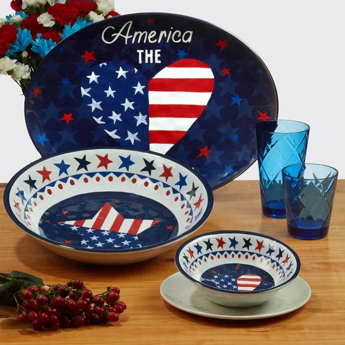 Miniatura 4 de Certified International Stars & Stripes - Plato de melamina de 11 pulgadas, juego de 6