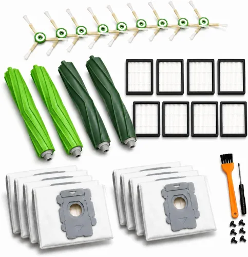 26 piezas de repuesto para iRobot Roomba i7 i7+ i3 i3+ i4 i4+ i5 i5+ i6 i6+ i8 i8+ E5 E6 E7 accesorios para aspiradora robot, 2 rodillos de goma 8