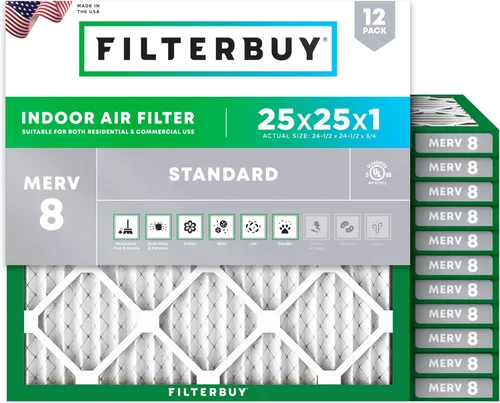 Miniatura 43 de Filterbuy - Filtro de aire de 16 x 25 x 1 pulgadas, MERV 8, Defensa Esencial contra el Polvo y las Alergias (paquete de 12), Filtros plisados
