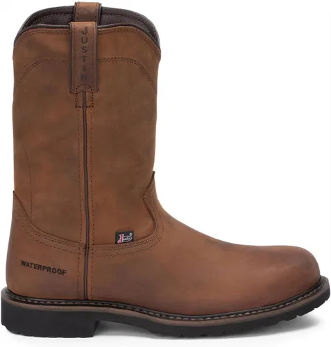 Miniatura 3 de Justin Wyoming - Botas de trabajo impermeables para hombre, puntera de acero, color marrón, 14 EE EE. UU