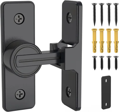 Miniatura 9 de Cerradura de puerta de granero abatible de 90 grados, cerraduras de puerta corredera de alta resistencia para jardín, baño, garaje, puertas