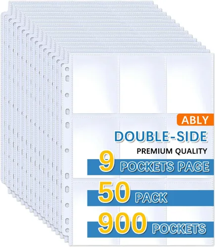 ABLY - Fundas para tarjetas de béisbol con 900 bolsillos, doble cara y 9 bolsillos, para carpetas de tarjetas coleccionables para Skylanders,