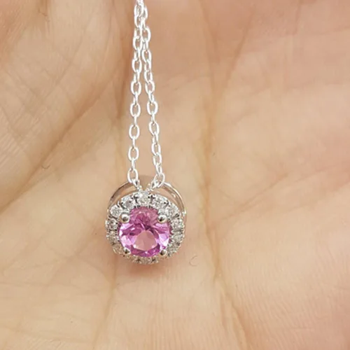 Miniatura 6 de Dazzlingrock Collection - Colgante redondo con halo de diamantes blancos (14 K, 0.217in), oro blanco