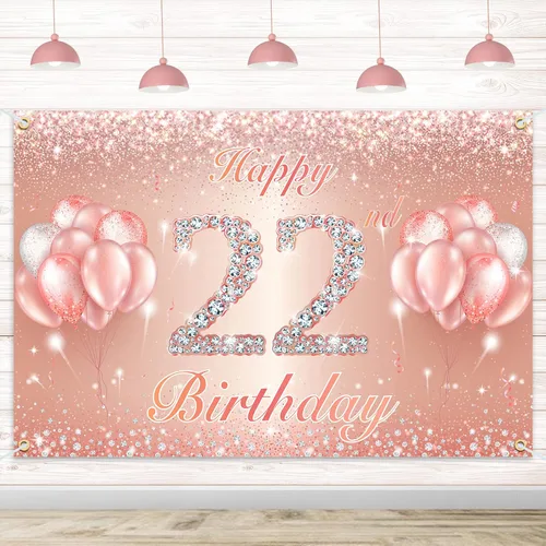 Miniatura 8 de Fondo de pancarta de feliz cumpleaños 10 – Suministros de decoración de fiesta de cumpleaños 10 para niñas o niños – Oro rosa 4 x 6 pies