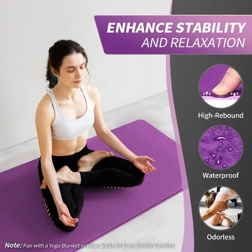 Miniatura 4 de CAMBIVO Tapete de yoga para mujeres, hombres y niños, 1/3, 1/4 y 2/5 pulgadas, extra grueso, antideslizante, 72 x 24 pulgadas, tapete de yoga