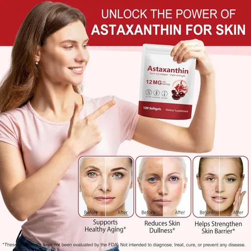 Miniatura 8 de Suplemento de astaxantina premium de 12 mg, 120 cápsulas blandas de astaxantina, fórmula sin OMG y sin gluten, 1 paquete