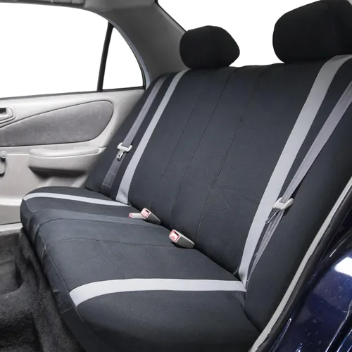 Miniatura 2 de FH Group Funda para asiento trasero de automóvil, tela gris, asiento trasero de ajuste universal con banco trasero dividido, protector de asiento