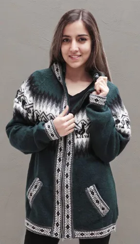 Miniatura 5 de Little Llamas Chaqueta Sudadera con Capucha de Lana de Alpaca Tejida
