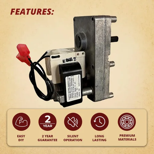 Miniatura 3 de Pellethead Englander Motor de Barrena de Repuesto PU-047040 Estufas de Pellets 1 RPM Sentido Contrario a las Agujas del Reloj Alimentación Superior