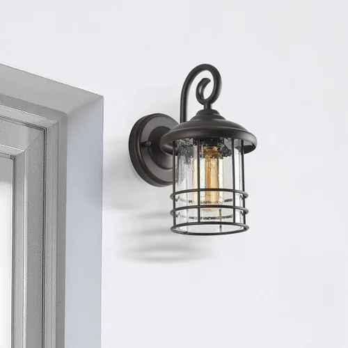 Miniatura 4 de MICSIU Luces de Porche de Bronce Frotado con Aceite para Pared Exterior, Lámparas Exteriores Impermeables Estilo Granja con Casquillos E26