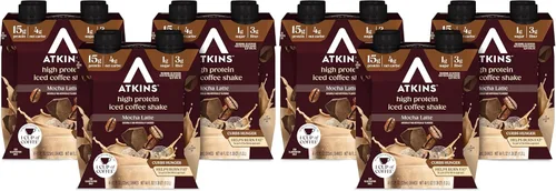 Atkins - Batido proteico de café moca helado, 0.53 onzas de proteína, bajo índice glucémico, 0.14 onzas de carbohidratos netos, 0.03 onzas de
