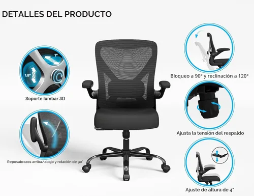 Miniatura 7 de Ergalithic Silla ergonómica de oficina – Sillas de escritorio de computadora en forma de X cómodas, silla de juegos de malla con respaldo alto
