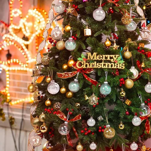 Miniatura 9 de 24 unidades - Adornos de bolas de Navidad de plástico transparente inastillable colgantes con bolas delicadas decorativas