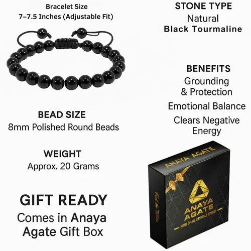Miniatura 17 de Adjustable Crystal Bracelet – Gemstone Bead Bracelet with Adjustable Macrame String – Chic Gemstone Bracelet for Men and Women – 8mm Round Healing