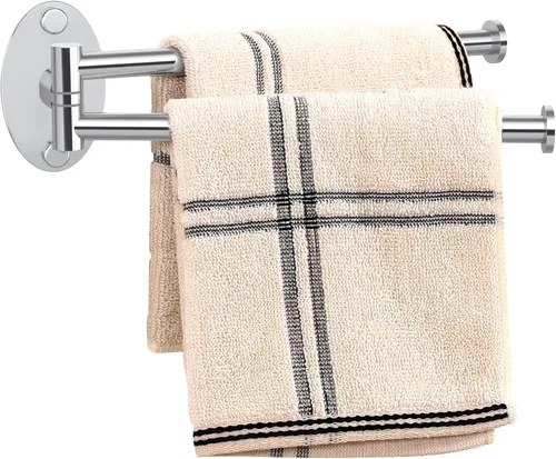 Miniatura 11 de KES Toallero giratorio negro de 9 pulgadas para baño, barra doble con giro de 2 brazos, para cocina, montado en la pared, de acero inoxidable SUS