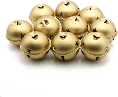 Miniatura 5 de Campanas redondas decorativas – Cascabeles de metal para fiestas, hogar, Navidad, diámetro de 1-31/32 pulgadas (2.0 in) (oro, 6)