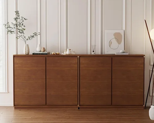 Miniatura 10 de LKTART Aparador de buffet moderno de mediados de siglo, aparador estrecho de nogal, armario de almacenamiento de madera Credenza con 2 puertas