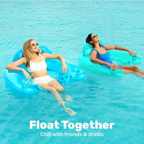 Miniatura 3 de SLOOSH Inflatable Pool Floats Adult,2 Pack Pool Chairs with Cup Holders,X-Large Blow up Floats Chair,Hammock Noodle Mat for Relaxing Summer Water