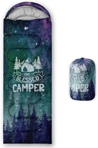 Miniatura 13 de Saco de dormir para adultos y niños, furgoneta de campamento de montaña verde, ligero, cálido, portátil, para interiores y exteriores, impermeable