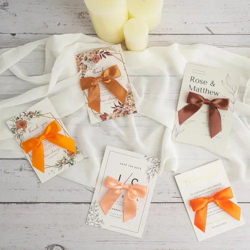 Miniatura 4 de AIMUDI Lazos de otoño de 5 colores, lazos de satén de color naranja quemado prefabricados de 3.5 pulgadas para Acción de Gracias, Halloween, boda