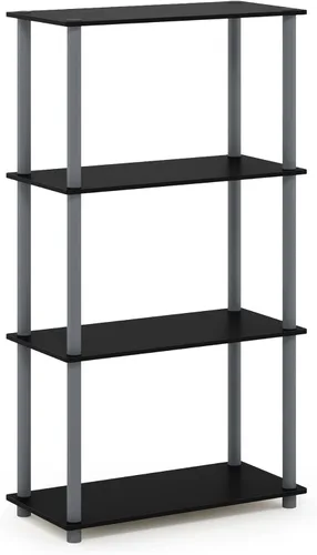 Miniatura 8 de 12172 giro 'n' Tubo 4-tier Multipurpose Storage Rack Display Shelf, Cloruro polivinílico, Negro / Gris