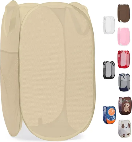 Handy Laundry - Cesta de lavandería plegable de malla emergente con abertura ancha y bolsillo lateral - Diseño transpirable, resistente, plegable y