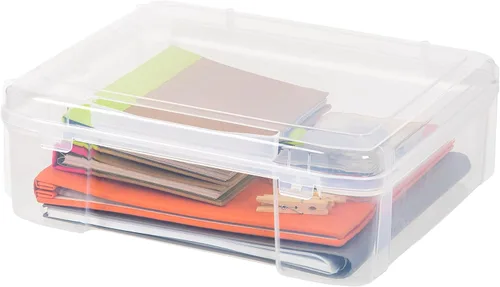 Miniatura 10 de IRIS USA - Paquete de 8 cajas de almacenamiento transparente de plástico para papel de álbumes de recortes de 6" x 6", organizadores portátiles