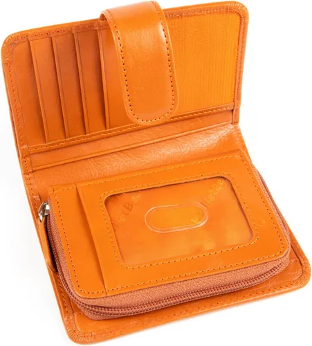 Miniatura 6 de Billetera de cuero para mujer con acordeón RFID con monedero, Naranja, Contemporáneo