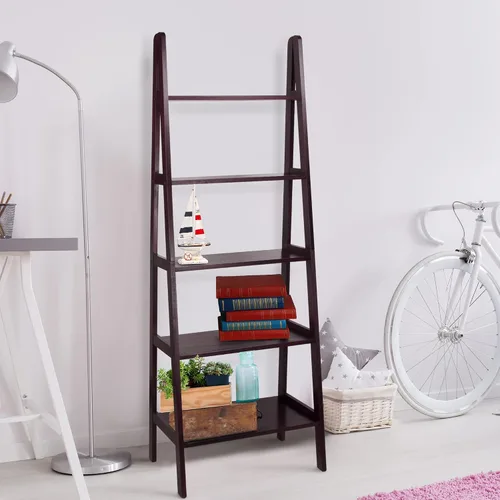 Miniatura 10 de Casual Home Librería con forma de escalera de 5 estantes de madera 100% sólida, estándar, color expreso Espresso