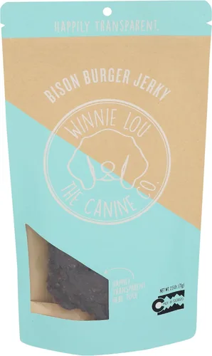 Winnie Lou Bison Burger Jerky - Golosinas para perros, ingredientes limitados, grado humano, golosinas de entrenamiento para perros pequeños,