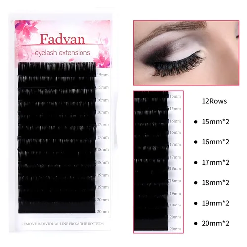 Miniatura 7 de FADVAN - Extensión de pestañas de 0.002 in, rizo D, 0.51-0.78 pulgadas, mezcla clásica, color negro mate, pestañas individuales de uso profesional