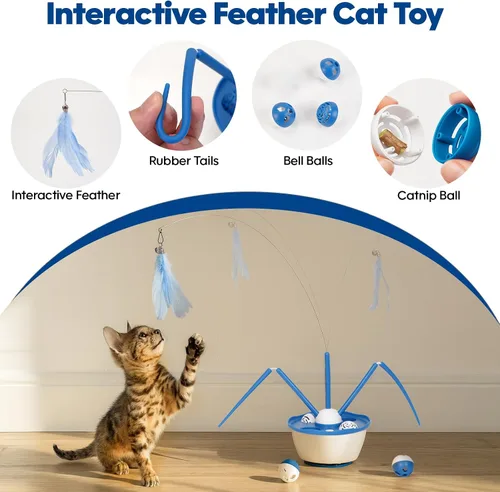 Miniatura 2 de Pawingcat Juguete automático para gatos, juguete interactivo para gatos, bolas de hierba gatera 7 en 1, juguetes desmontables para gatos adultos