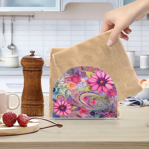 Miniatura 6 de Napkin Holder Blooming Flowers Napkin Holders for Tables, Clear Acrylic Napkin Holders Cocktail Napkin Holder for Kitchen Restaurant Bar Home Decor