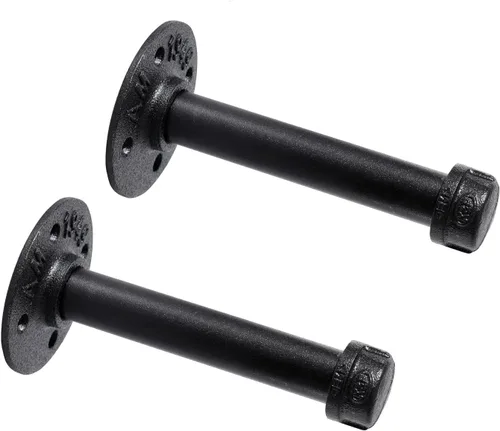 Soportes industriales de tubo de hierro negro de 3/4 pulgadas, soportes rústicos para colgar en la pared, soportes de tubería personalizados para
