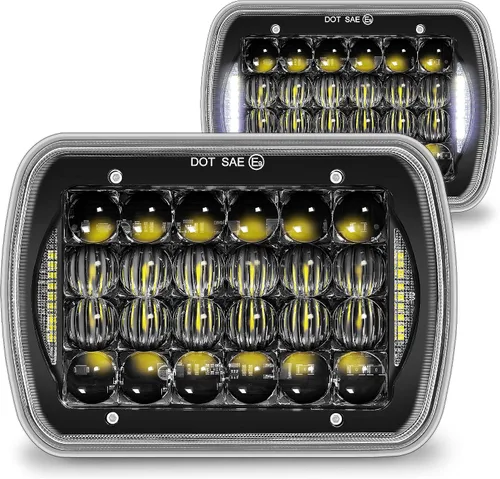 TRUE MODS 7x6 5x7 H6054 Faros LED negros H4 2B1 Reemplazo de haz sellado Lámpara de cabeza para Jeep Wrangler YJ Cherokee XJ Chevy Express Ford