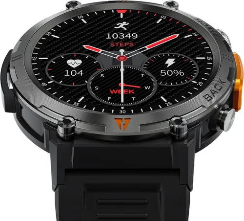 Miniatura 20 de EIGIIS Reloj inteligente militar para hombre, táctico, resistente, con linterna de llamada Bluetooth, pantalla grande de 1.45 pulgadas, monitor