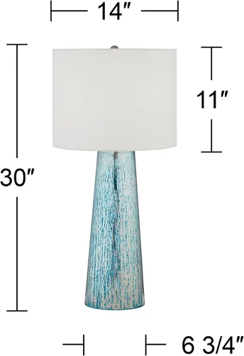 Miniatura 4 de 360 Lighting Marcus - Juego de 2 lámparas de mesa costeras modernas de 30 pulgadas de alto, columna cónica de vidrio de mercurio aplicada a mano