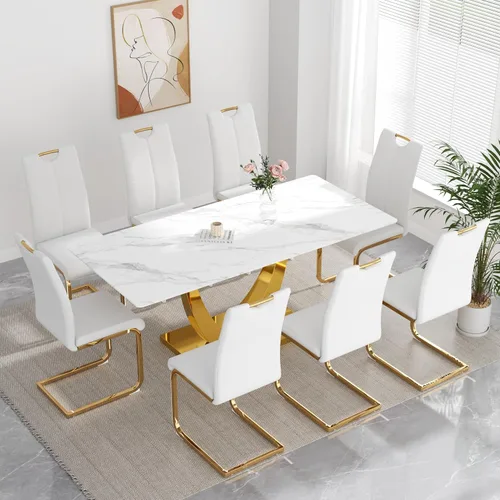 Miniatura 45 de yeag Juego de Sillas de Comedor Modernas de 2 Unidades, Sillas de Cocina y de Sala de Estar con Respaldo Alto, con Patas de Metal Cromado Dorado