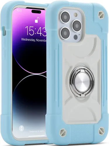 Miniatura 10 de MARKILL Funda compatible con iPhone 15 de 6.1 pulgadas con soporte integrado, [grado militar resistente de cuerpo completo] protección contra Rosa
