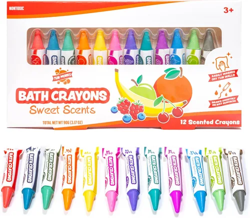 Miniatura 10 de Tub Works® Smooth™ - Crayones de baño de juguete de baño, paquete de 24 Crayones de baño no tóxicos y lavables para niños pequeños y niños