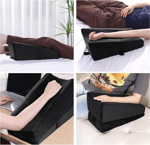 Miniatura 7 de BALAPET Almohada de elevación de brazo ajustable 2 en 1 con bolsillos, cojín ergonómico de cuña para apoyo poscirugía, almohada de refuerzo
