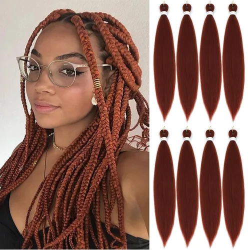 Miniatura 63 de Extensiones de cabello trenzado preestirado colorido, 3 colores, mezcla de cabello trenzado para niñas, 26 pulgadas, 3 paquetes