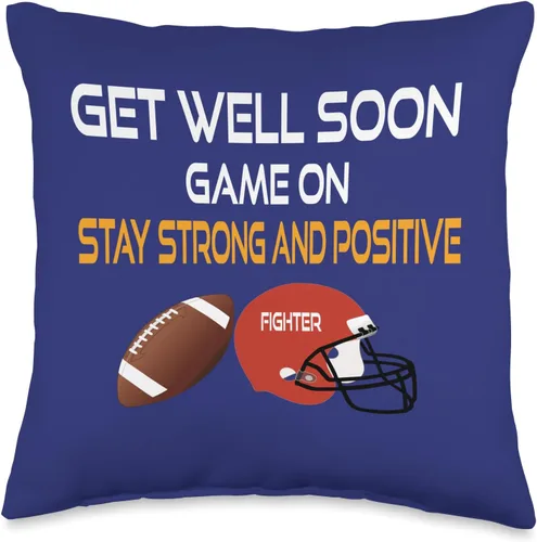 DesignsByKelley Best Wishes Fast Recovery Gifts Get Well Soon Football Gifts - Almohada para niños y adolescentes, 16.0 x 16.0 in, multicolor