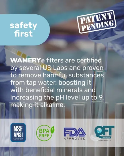 Miniatura 7 de Wamery Filtro de agua alcalino de repuesto para jarras Brita, paquete de 3, mejora el pH y el sabor, 42 galones cada uno, carbón activado de coco