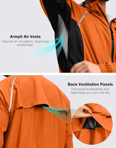 Miniatura 3 de Chaqueta impermeable para hombre, para ciclismo, correr, ligera, plegable, cortavientos, con capucha, equipo de golf, senderismo, impermeable