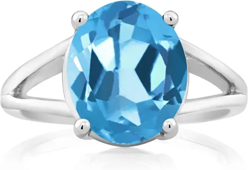 Miniatura 42 de Gem Stone King Anillo solitario con piedra preciosa de 3.00-7.00 quilates Plata de ley 925 Ovalado de 0.47 x 0.49 pulgadas Anillo