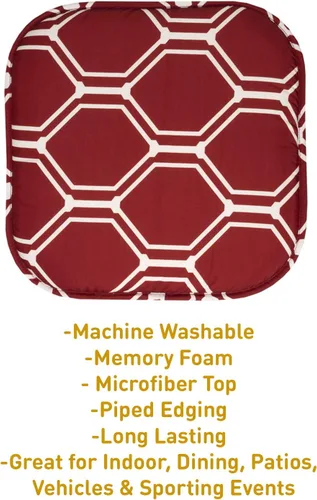 Miniatura 164 de Sweet Home Collection Cojines de espuma viscoelástica para silla, goma antideslizante y diseño de panal de abejas y esquinas redondeadas de 16 x 16